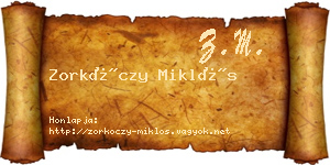Zorkóczy Miklós névjegykártya
